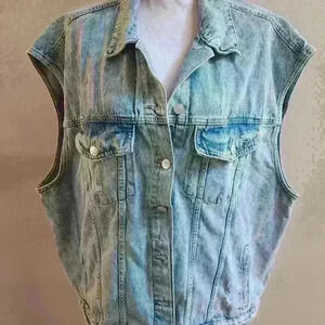 Highway Jean women's vintage Jean button-up sleeveless vest . Size 2x